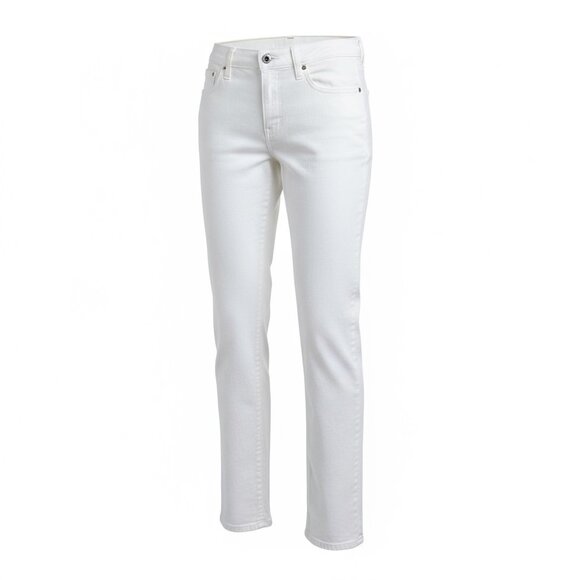 Garnet Hill Womens Straight Leg Mid Rise 5 Pocket Stretch Jeans Sz 2 White 289D - Picture 2 of 11